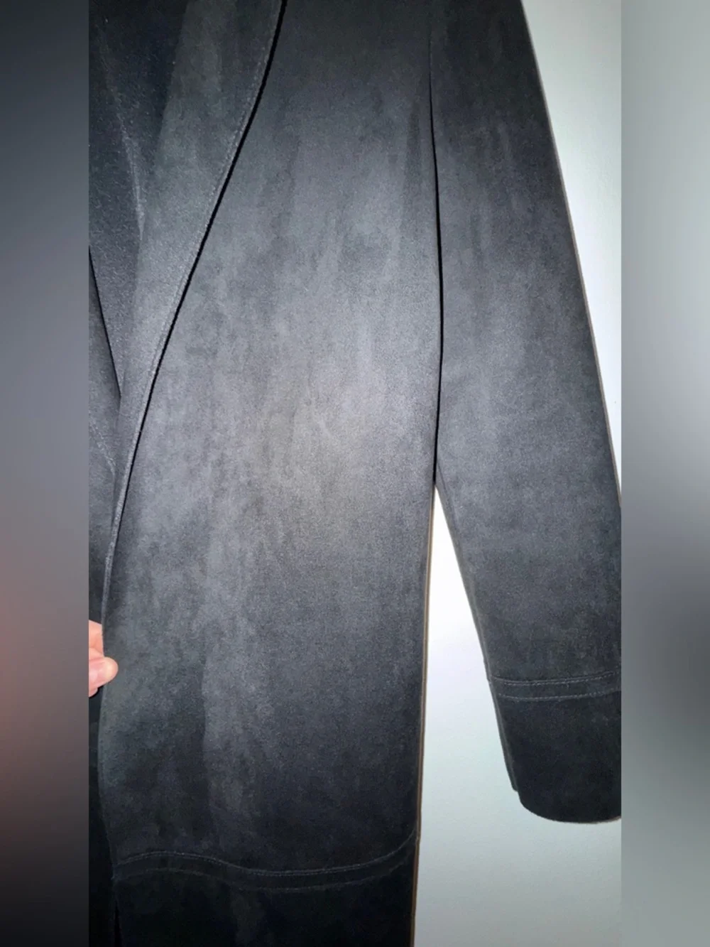 ZARA SUEDE FAKE LEATHER BLACK COAT - Picture 5 of 5